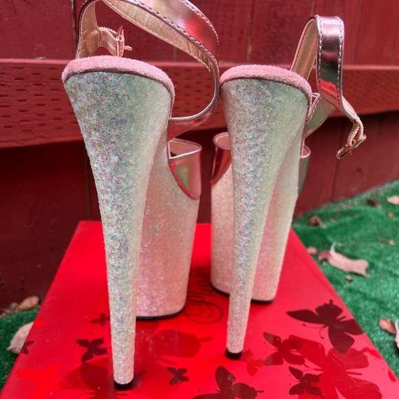 Pleaser Flamingo Glitter High Heels - Picture 3 of 5